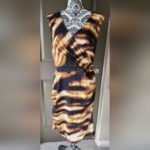 NWT - Ann Taylor Silk Dress, Size 12, Black, Brown, & Beige Print